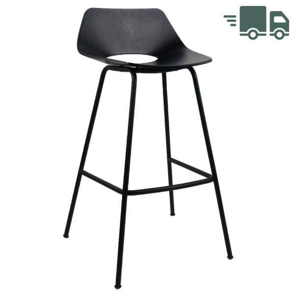 THONET S 661 H Stahlrohrhocker Edelholz schwarz - Gestell schwarz matt