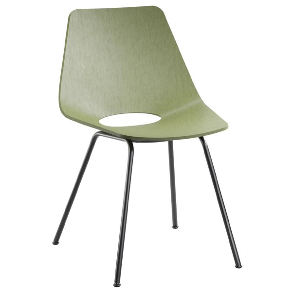 THONET S 661 Stahlrohrstuhl Buche olivgrün - Gestell schwarz