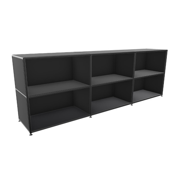 Bosse Regal Black Edition 2 OH Breite 240 cm in Melamin Schwarz 