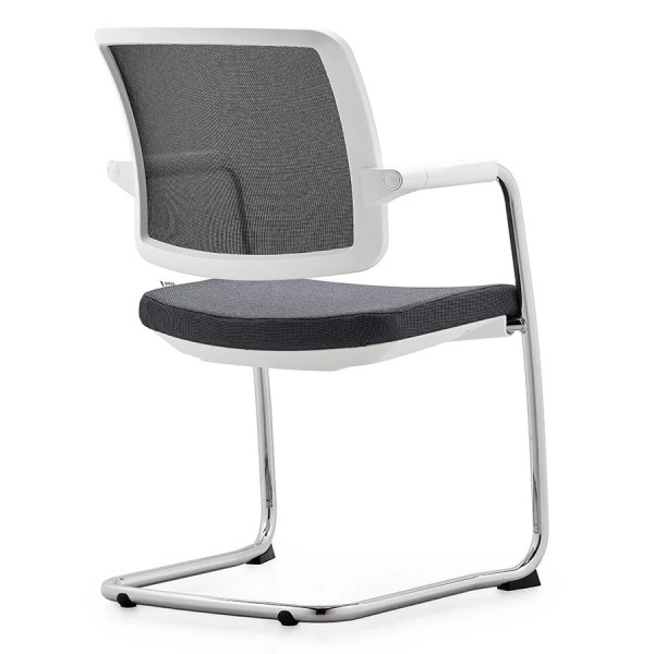 Rim FLEXi FX1161 Freischwinger Konferenzstuhl Kunststoffteile weiß, Netzrücken anthrazit, Stoff Era 2051 grau, Gestell chrom 