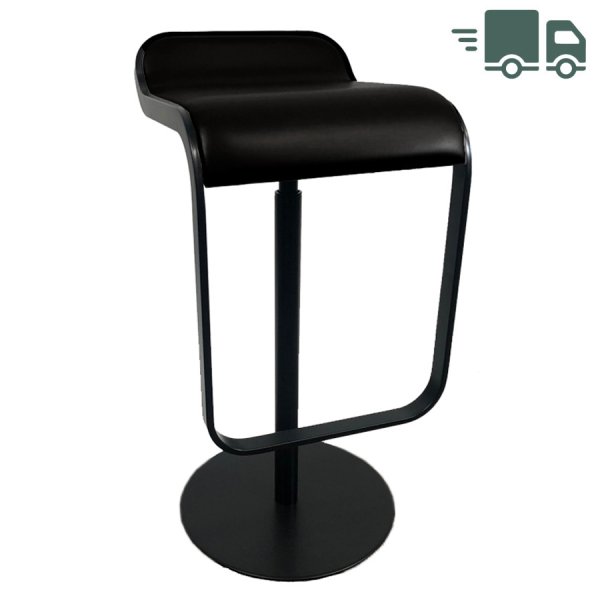 lapalma LEM Barhocker Leder schwarz, Gestell schwarz, Gasfeder schwarz, S81