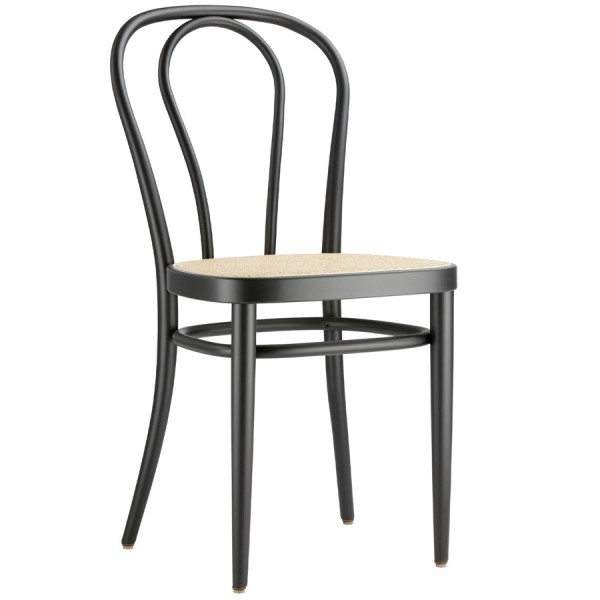 THONET 218 Bugholzstuhl Bistrostuhl schwarz mit Rohrgeflecht 