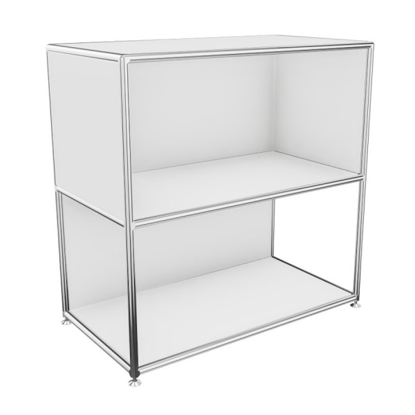 Bosse Regal Chrom Höhe 2 OH Breite 80 cm unten offen in Melamin Weiß