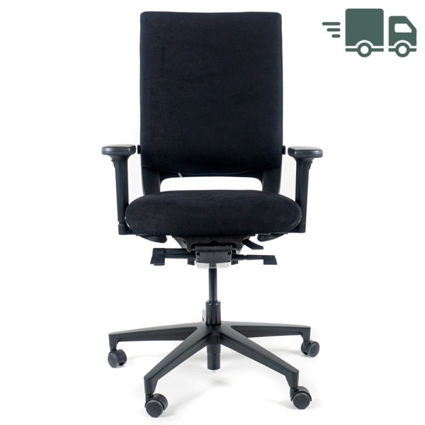 Klöber Mera98 Schwarz mit Bezug Comfort+ und Alufußkreuz - Front
