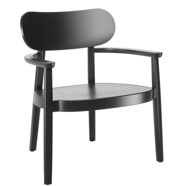 THONET 119 MF Holzstuhl mit Armlehnen und Muldensitz Buche gebeizt schwarz