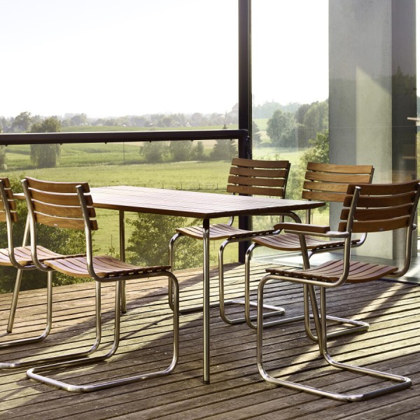 THONET S 1040 Gartentisch - 150 x 78 cm - Gestell verchromt