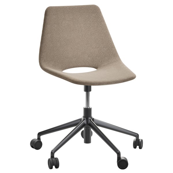 THONET S 661 PVDR Formholz-Stuhl - vollgepolstert - Fußkreuz schwarz mit Rollen