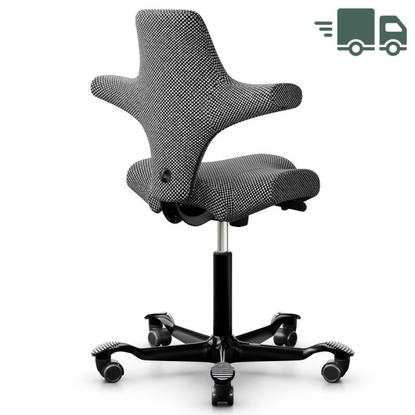 HAG Capisco 8106 mit Designstoff Sisu black and white Ansicht von hinten
