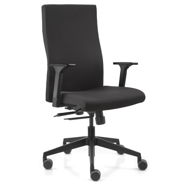 Trendoffice to-strike work task 9248 Drehstuhl in Schwarz - seitliche Frontansicht 