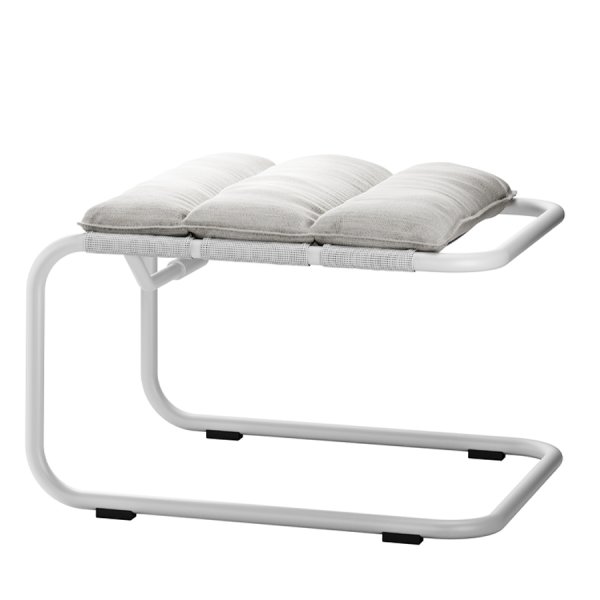 THONET Stahlrohr-Freischwinger S 35 NH Hocker &amp; Kissen weiß natur - Gestell weiß