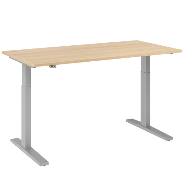 RWH Action Schreibtisch elektrisch verstellbar - Eiche hell-silber - Breite 160 cm 