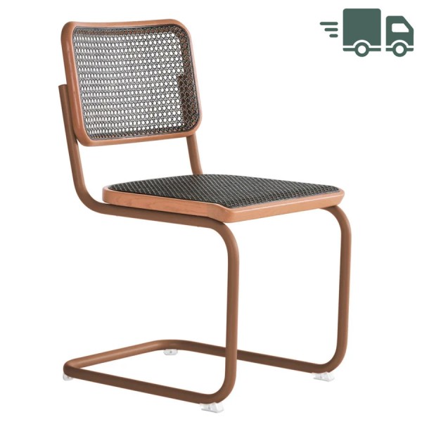 THONET S 32 V Dark Melange altrosa | Stahlrohr-Freischwinger | Gestell altrosa