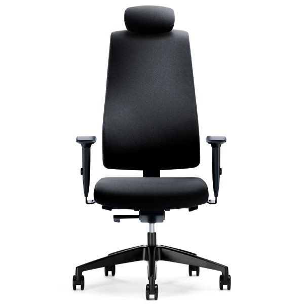 Interstuhl GOAL (322G) Bürostuhl mit Kopfstütze in Vollausstattung in Schwarz - Front