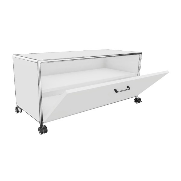 Bosse TV-Board 1 OH Breite 100 cm in Melamin Weiß mit Klappe offen