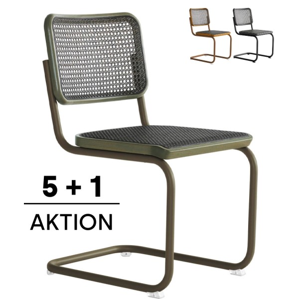 THONET S 32 V | Dark Melange Konfigurator | Stahlrohr-Freischwinger | Gestell verchromt