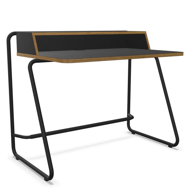 THONET Stahlrohr Schreibtisch S 1200 deep black | Kante Eiche geölt | Gestell schwarz