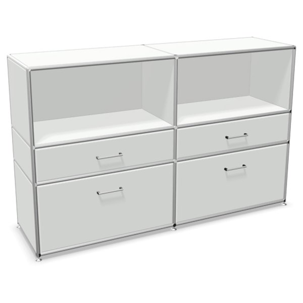 Bosse Modul Space Highboard - unten 4 Schubladen - oben 2 offene Regalfächer - weiß