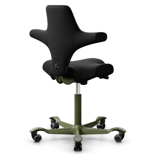 HAG CAPISCO 8106 Stoff Cura schwarz mit Sattelsitz - Gestell Moss Grey