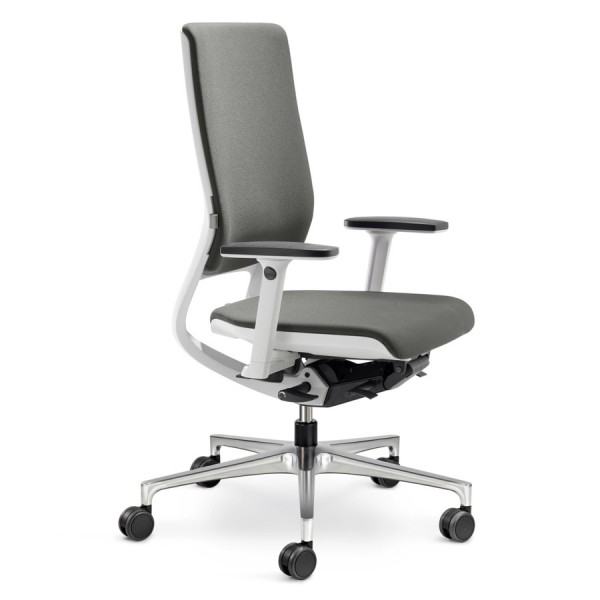 Klöber MERA 98 weiß mit hoher Rückenlehne Stoff Comfort grau