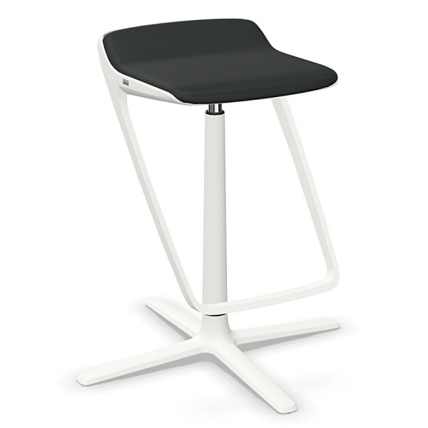 Interstuhl KINETICis5 710K Barhocker mit Fußraste Gestell weiß Sitz schwarz