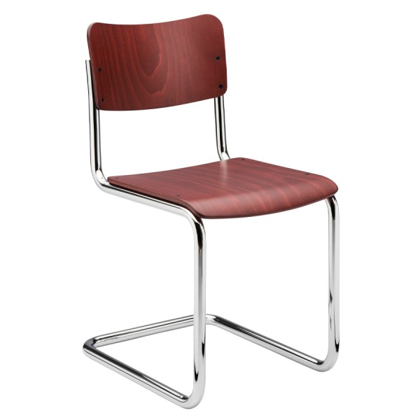 THONET Stahlrohr-Freischwinger S 43 K für Kinder - rubinrot gebeizt - Gestell verchromt 