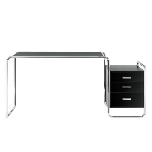 THONET Stahlrohr Schreibtisch S 285/1 Esche gebeizt schwarz - Gestell verchromt