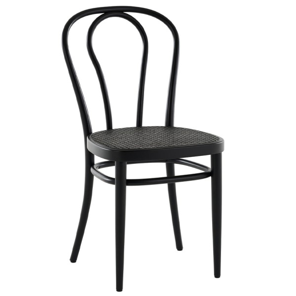 THONET 218 Bugholzstuhl Dark Melange | Rohrgeflecht-Sitz | Buche schwarz gebeizt
