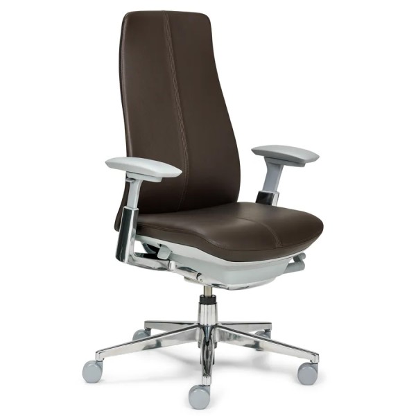 HAWORTH Fern Leder 1148 - Kunststoffteile Fog - Gestell Alu poliert - Front
